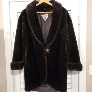 Vintage J Percy Marvin Richards Womens Fur Coat Black Brown Sz Small